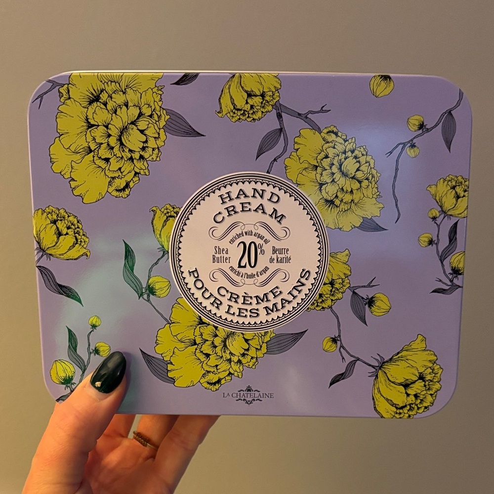 Lavender Hand Cream with Yellow Floral Design
